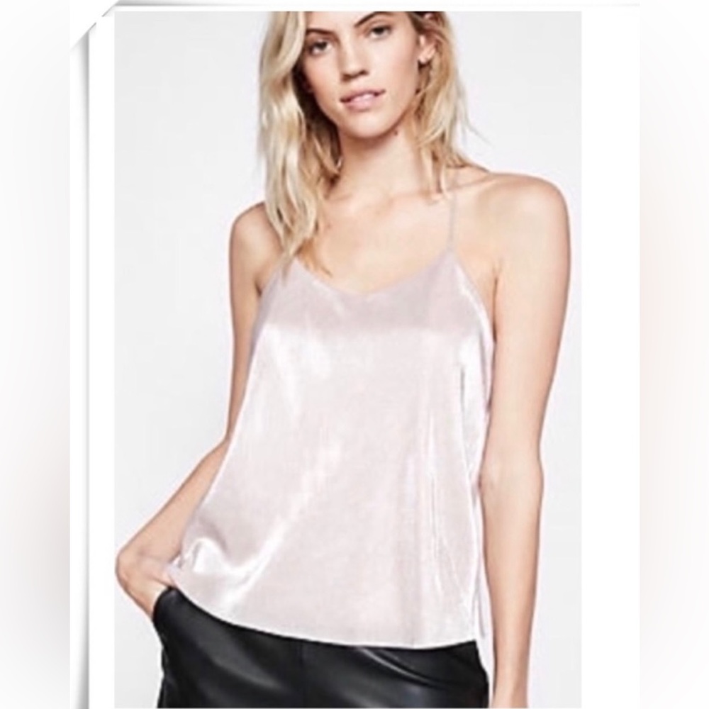*2/$12* NWT Express Metallic Pink/Nude Pleated Tank Top. Size XS